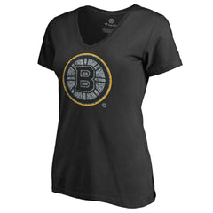 Boston Bruins Women's Static Logo V-Neck T-Shirt - Black - NHL 2926727