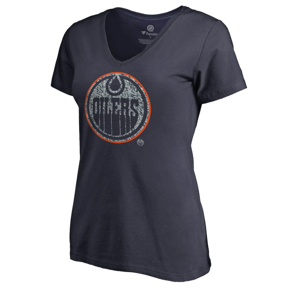 Edmonton Oilers Women's Static Logo V-Neck T-Shirt - Navy - NHL 2926736