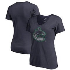 Vancouver Canucks Women's Static Logo V-Neck T-Shirt - Navy - NHL 2926752