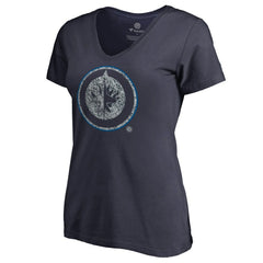 Winnipeg Jets Women's Static Logo V-Neck T-Shirt - Navy - NHL 2926757