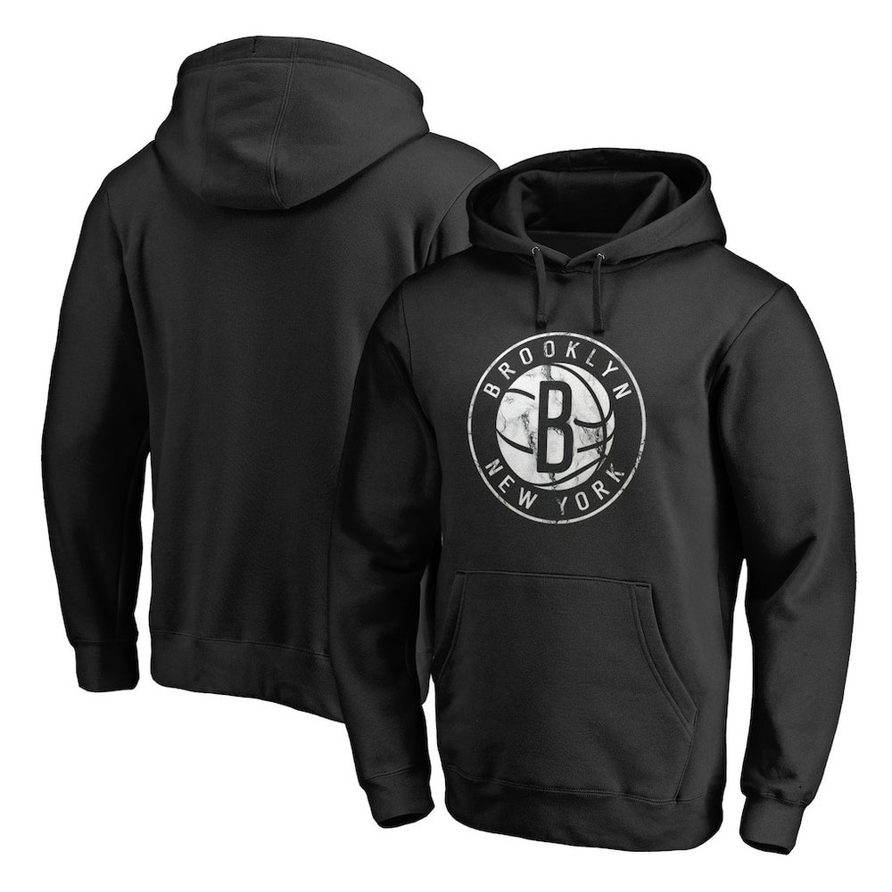 Brooklyn Nets Marble Logo Pullover Hoodie Black