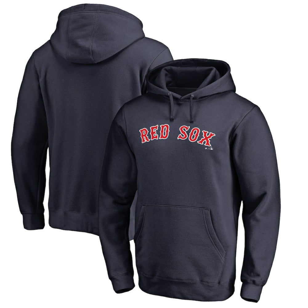 Boston Red Sox Official Wordmark Fitted Pullover Hoodie - Navy - MLB Sale