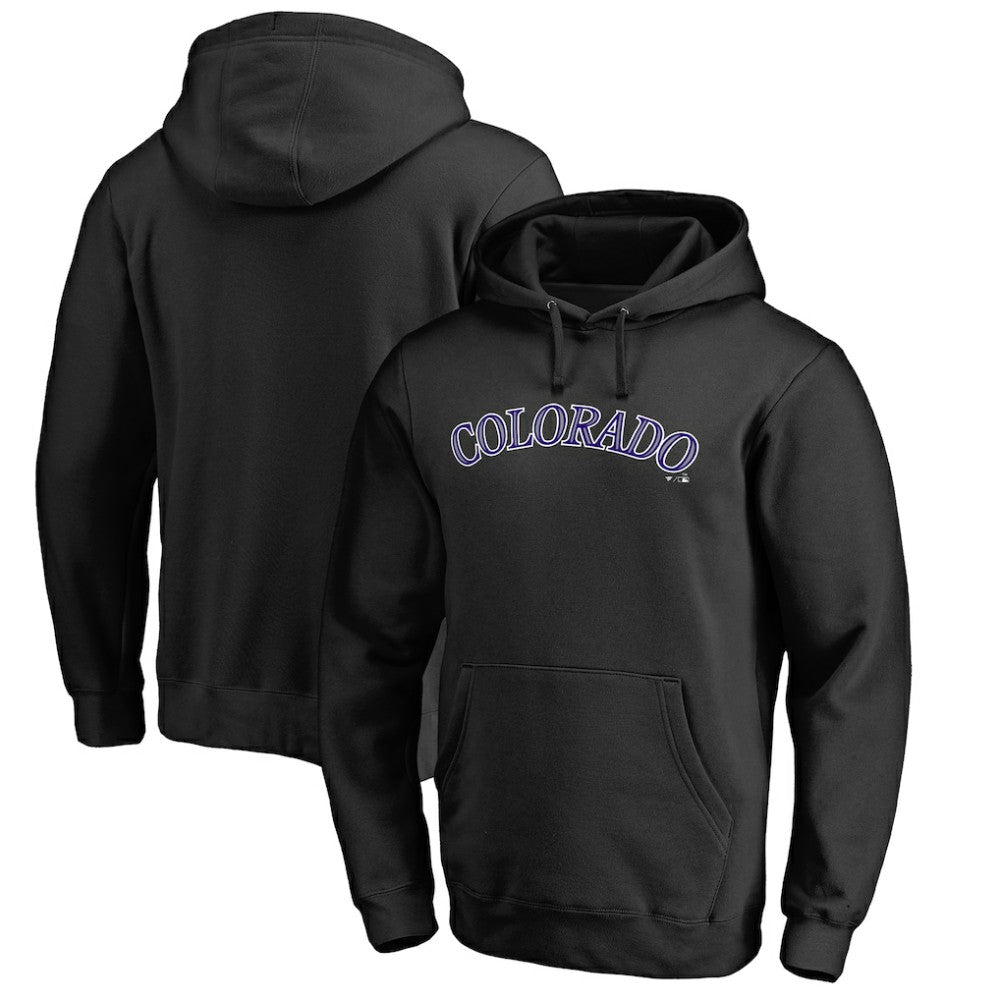 Colorado Rockies Official Wordmark Fitted Pullover Hoodie - Black - MLB on Sale