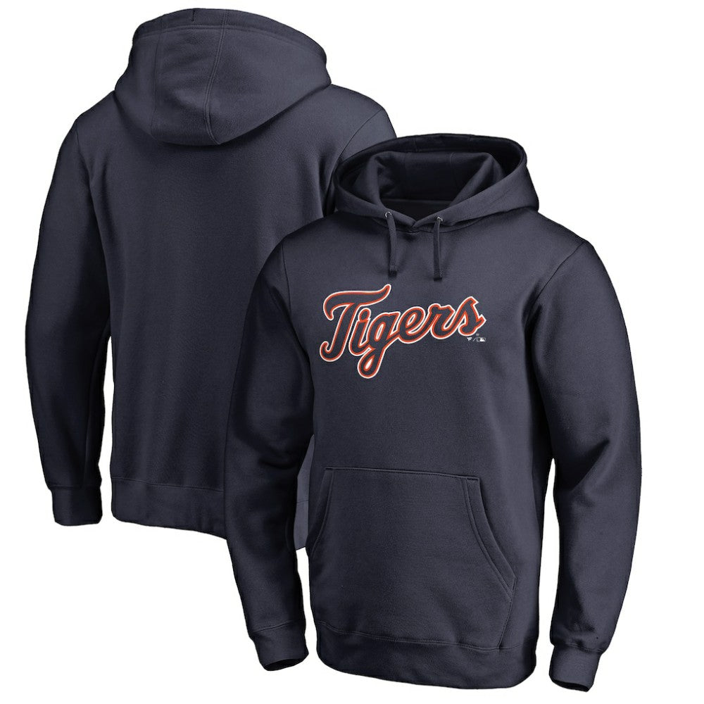 Detroit Tigers Official Wordmark Fitted Pullover Hoodie - Navy - MLB Lifestyle