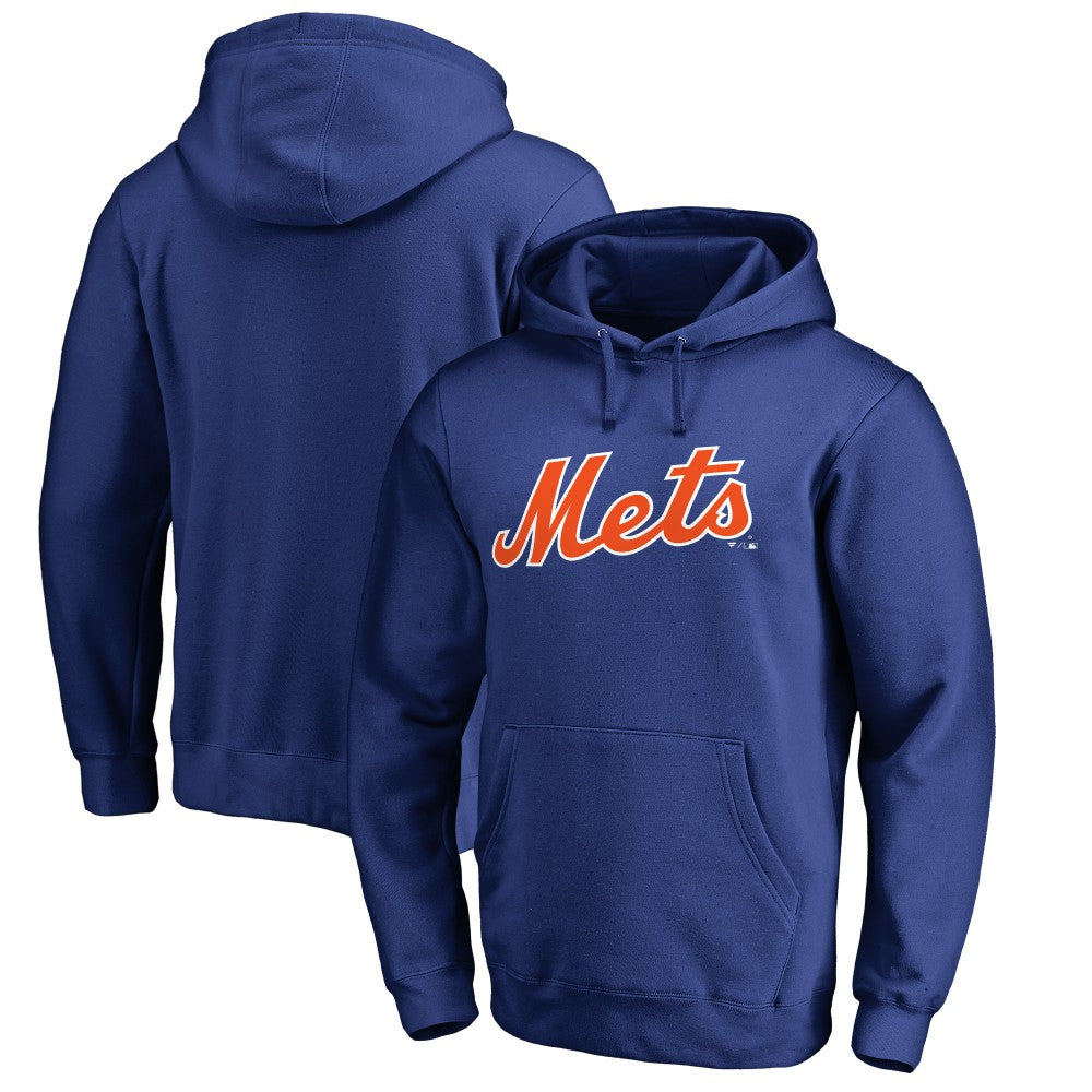 New York Mets Official Wordmark Fitted Pullover Hoodie - Royal - MLB Online