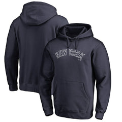 New York Yankees Official Wordmark Fitted Pullover Hoodie - Navy - MLB on Sale