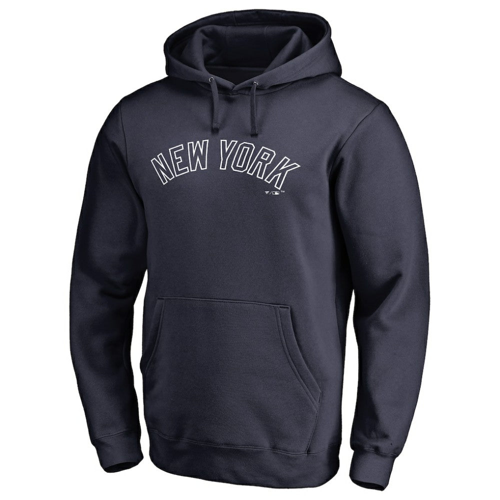 New York Yankees Official Wordmark Fitted Pullover Hoodie - Navy - MLB on Sale