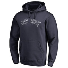 New York Yankees Official Wordmark Fitted Pullover Hoodie - Navy - MLB on Sale