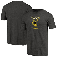 Pittsburgh Steelers Throwback Logo Tri-Blend T-Shirt Black