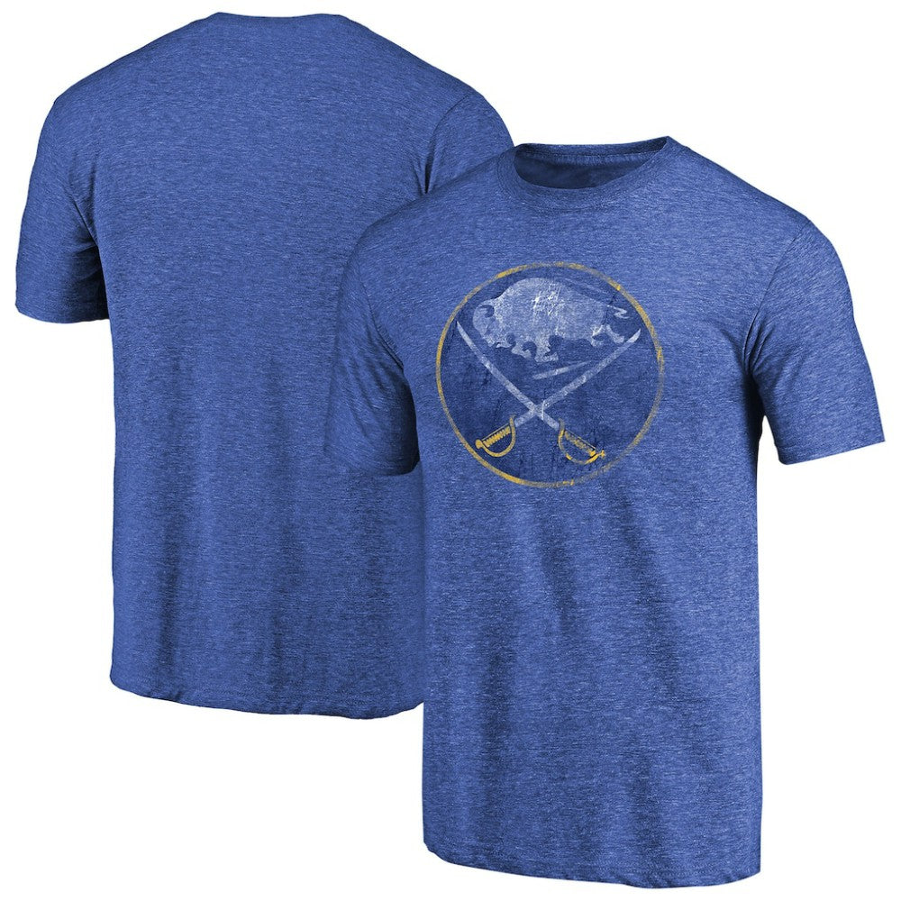 Buffalo Sabres Throwback Vintage Logo Tri-Blend T-Shirt - Royal - NHL 2939505
