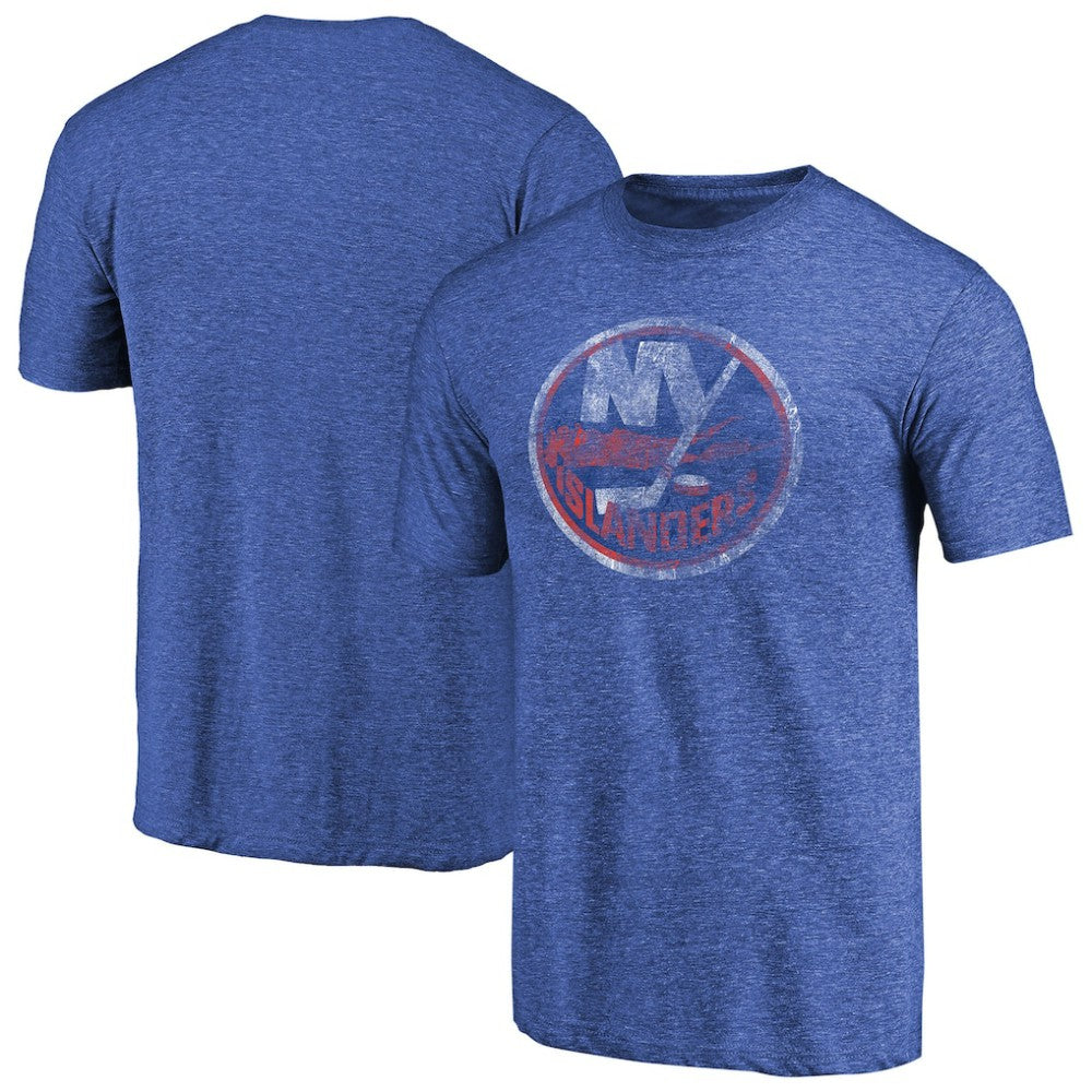 New York Islanders Throwback Vintage Logo Tri-Blend T-Shirt - Royal - NHL 2939509