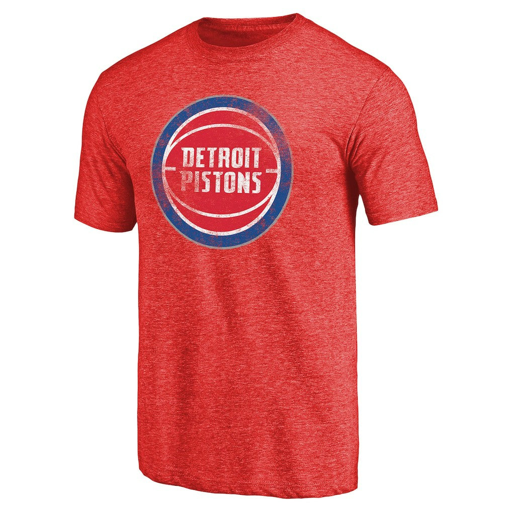Detroit Pistons Distressed Logo Tri-Blend T-Shirt Red