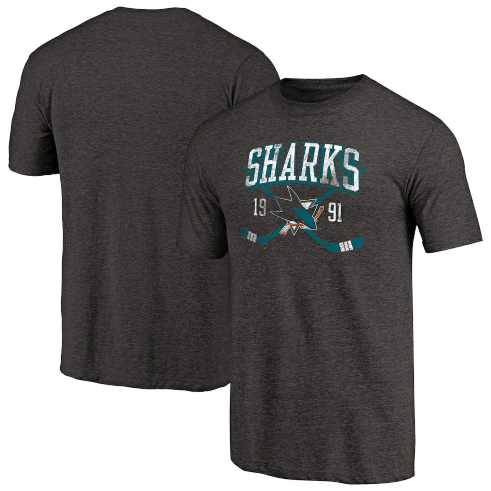 San Jose Sharks Vintage Collection Line Shift Tri-Blend T-Shirt - Black - NHL 2953231
