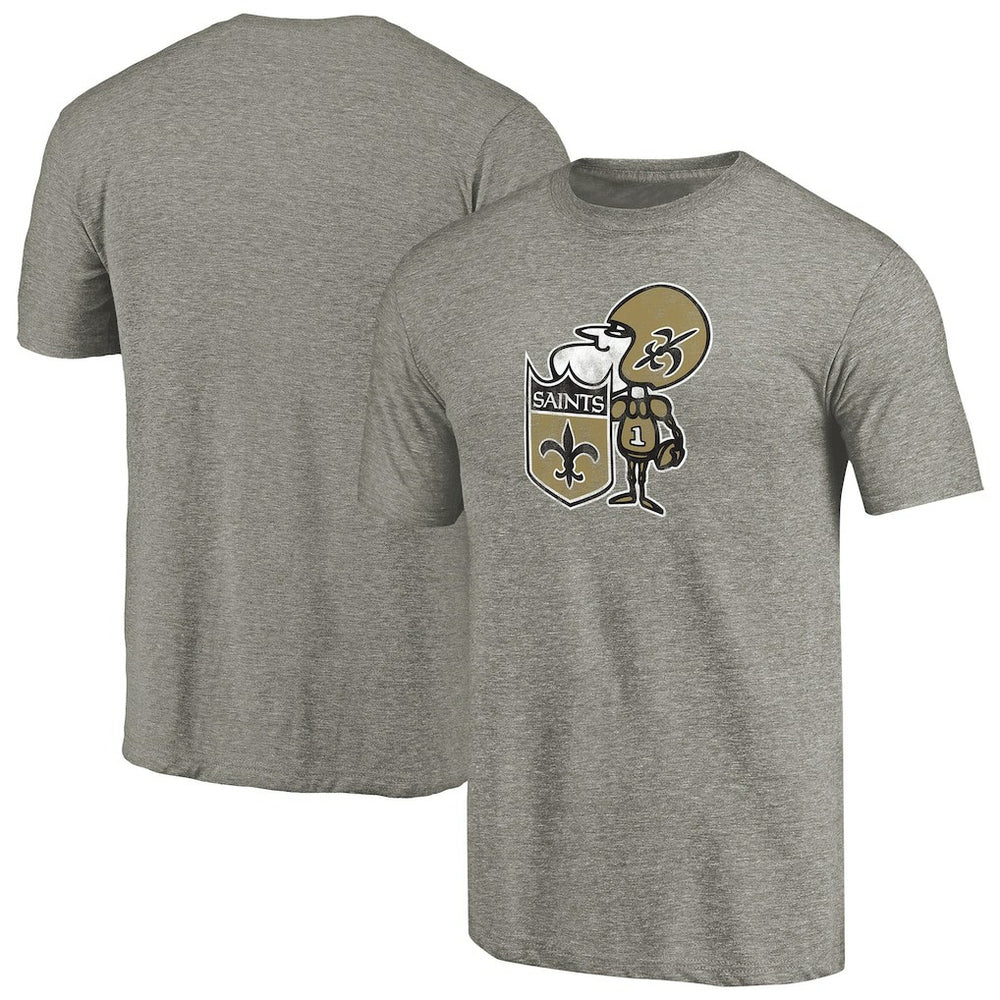 New Orleans Saints Throwback Logo Tri-Blend T-Shirt Ash