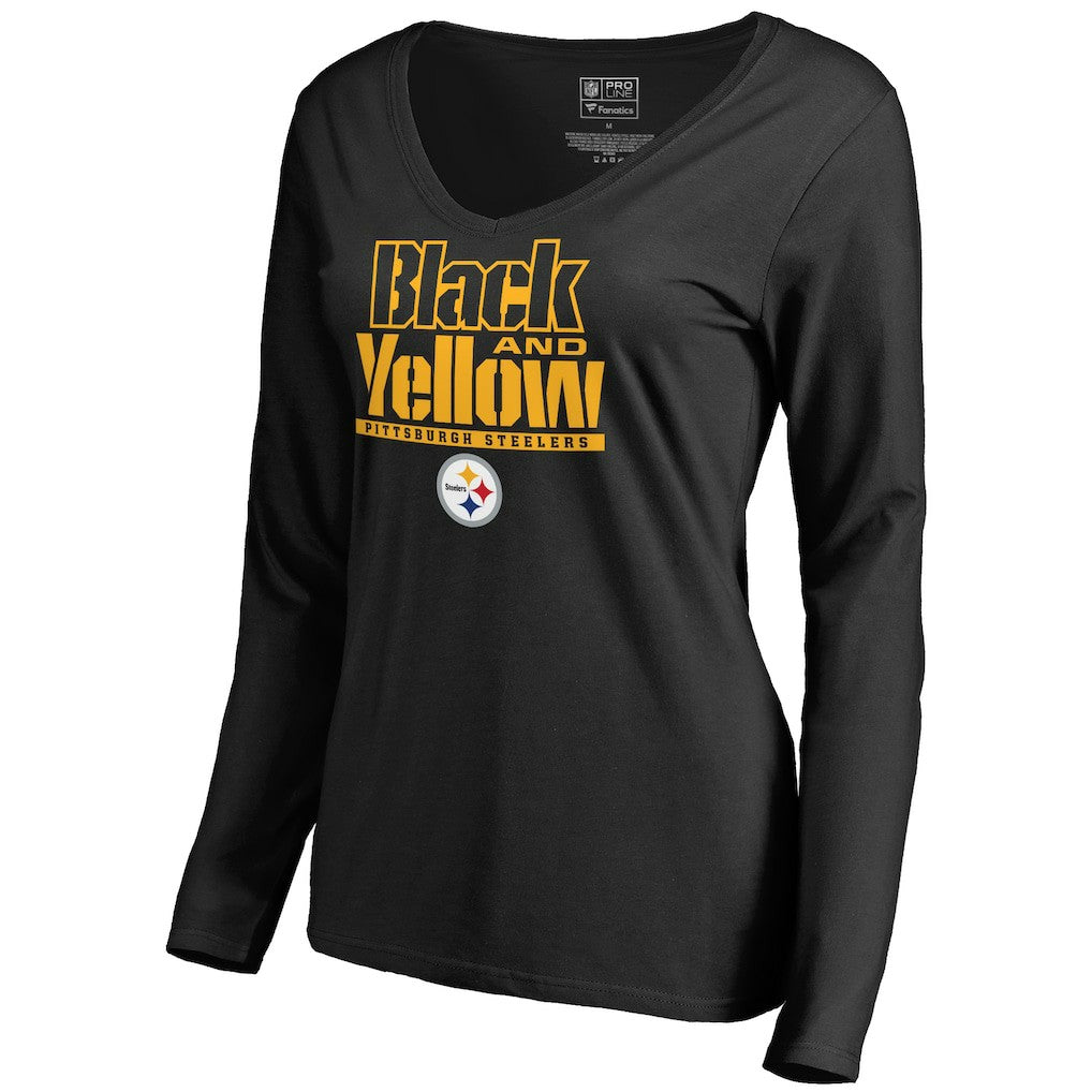 Pittsburgh Steelers Women's Hometown Collection Long Sleeve V-Neck T-Shirt Black