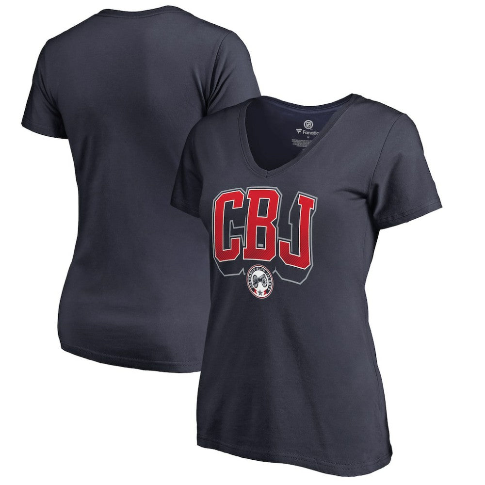 Columbus Blue Jackets Women's Fan Favorite Team Slogan V-Neck T-Shirt - Navy - NHL 2970584