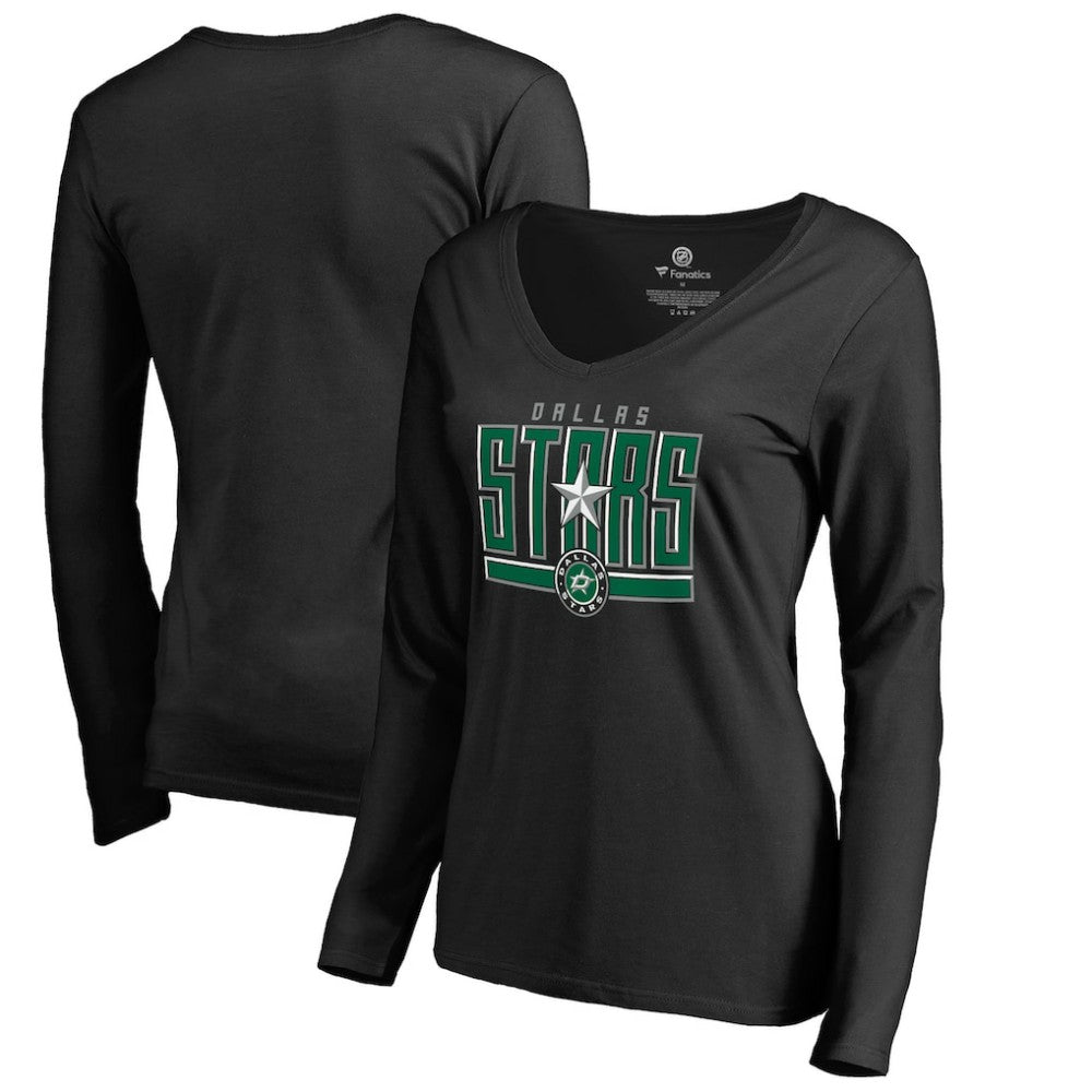 Dallas Stars Women's Hometown Collection V-Neck Long Sleeve T-Shirt - Black - NHL 2970613