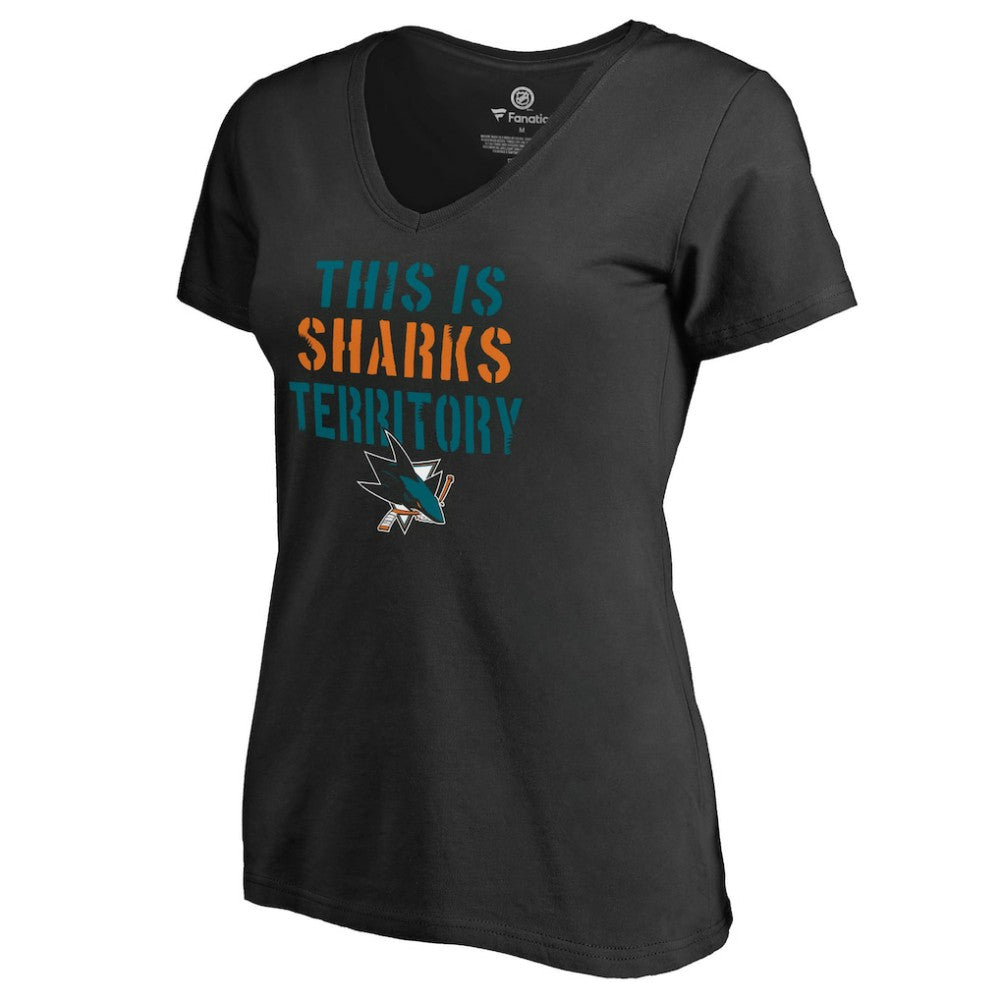 San Jose Sharks Women's Fan Favorite Team Slogan V-Neck T-Shirt - Black - NHL 2970771