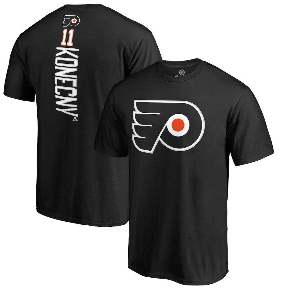 Travis Konecny Philadelphia Flyers Team Logo Backer Name & Number T-Shirt - Black - NHL 2975456