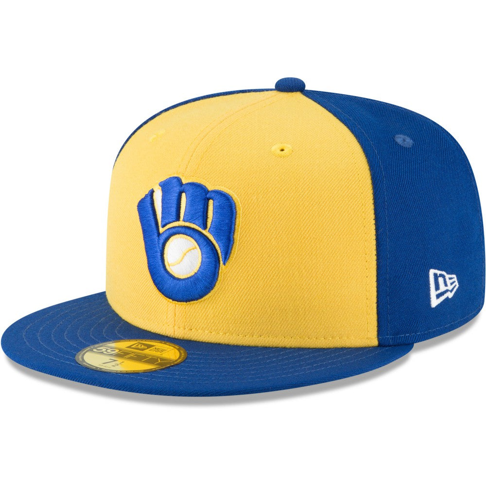 Milwaukee Brewers New Era Cooperstown Collection Wool 59FIFTY Fitted Hat - Yellow - New Era Discount