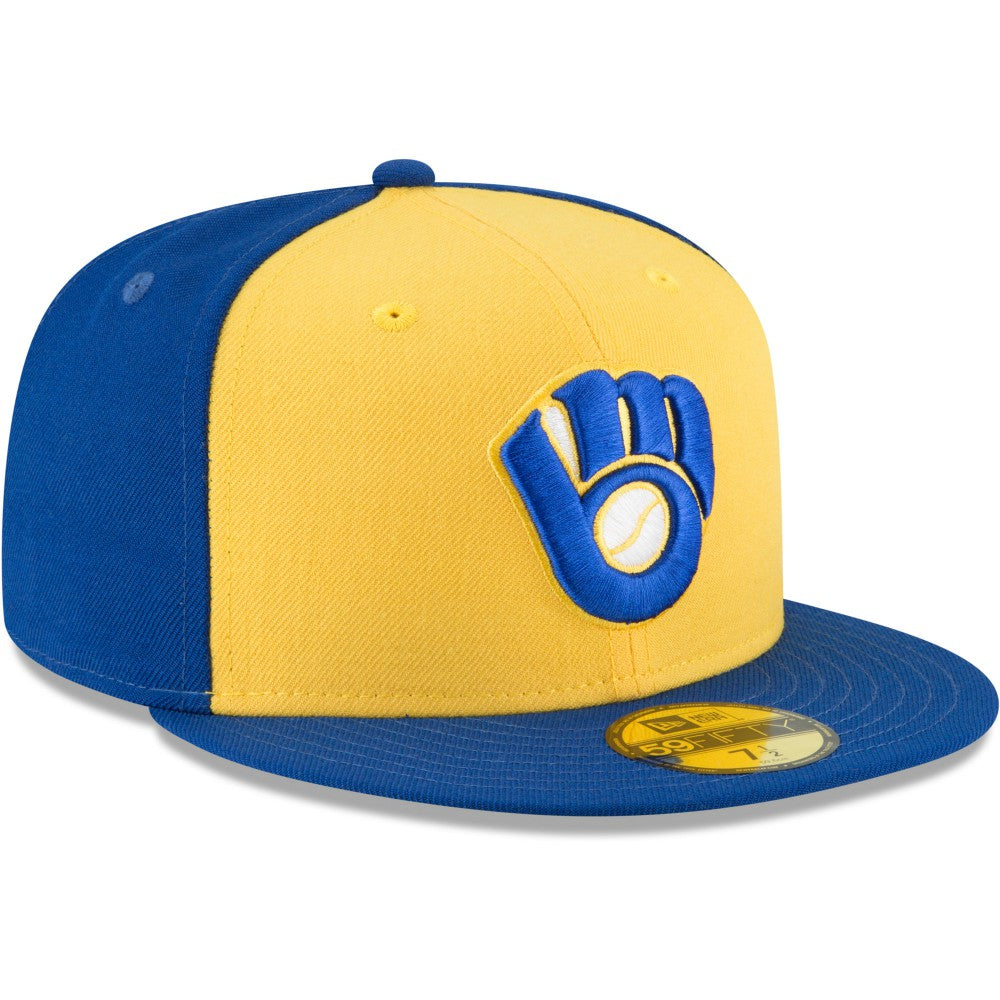 Milwaukee Brewers New Era Cooperstown Collection Wool 59FIFTY Fitted Hat - Yellow - New Era Discount