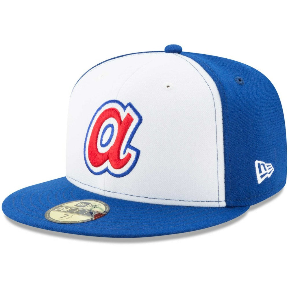 New Era Atlanta Braves Cooperstown Collection 59FIFTY Fitted Hat - White/Royal - New Era Lifestyle