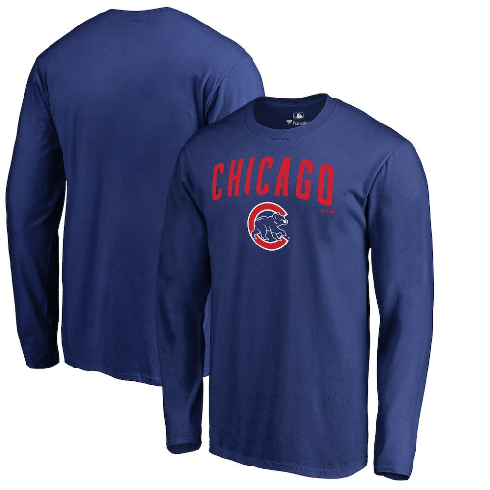 Chicago Cubs Team Lockup Long Sleeve T-Shirt - Royal - MLB Online