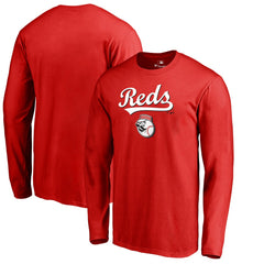 Cincinnati Reds Team Lockup Long Sleeve T-Shirt - Red - MLB Lifestyle