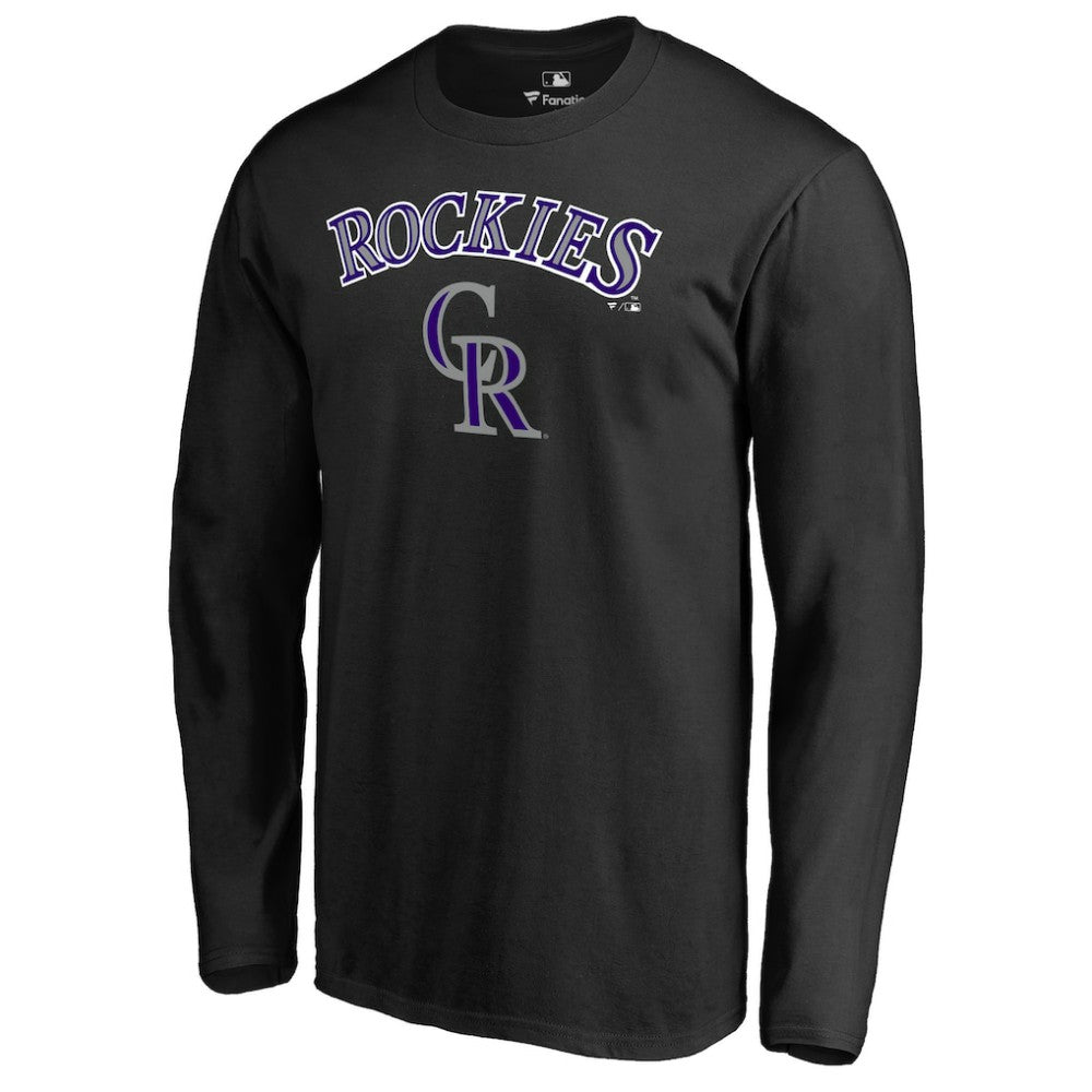 Colorado Rockies Team Lockup Long Sleeve T-Shirt - Black - MLB Online