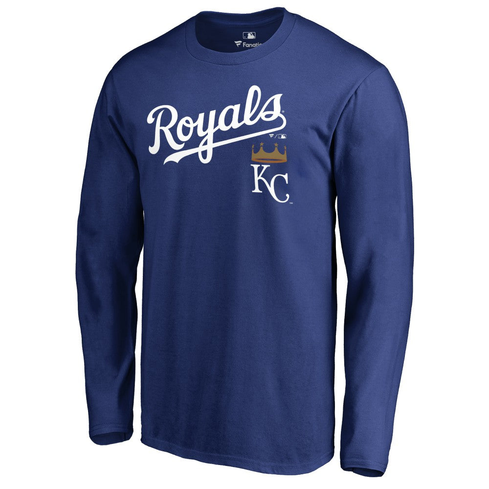 Kansas City Royals Team Lockup Long Sleeve T-Shirt - Royal - MLB Sale