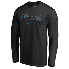 Miami Marlins Team Lockup Long Sleeve T-Shirt - Black - MLB Online