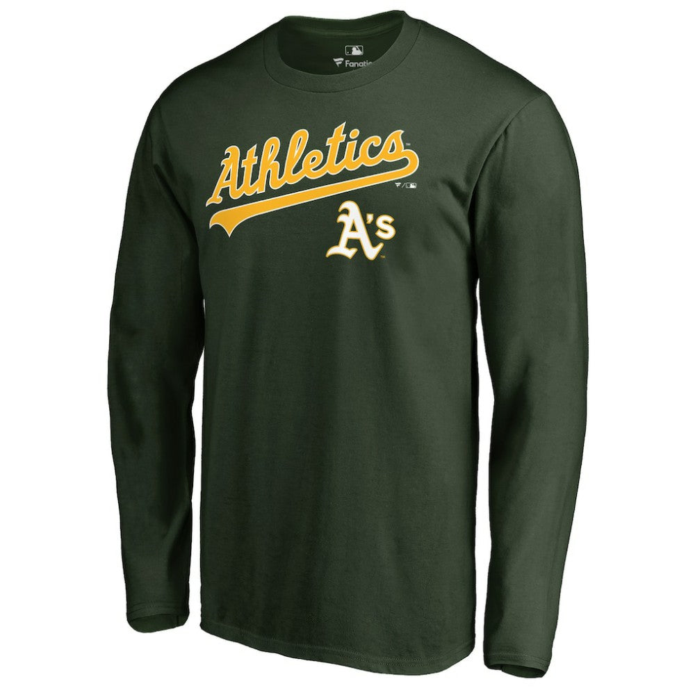 Athletics Team Lockup Long Sleeve T-Shirt - Green - MLB Discount