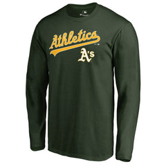 Athletics Team Lockup Long Sleeve T-Shirt - Green - MLB Discount