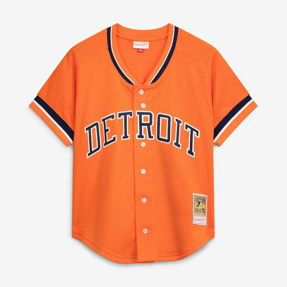 Kirk Gibson Detroit Tigers Mitchell & Ness Cooperstown Collection Mesh Batting Practice Button-Up Jersey - Orange - Mitchell & Ness Sale