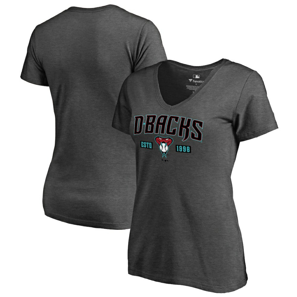 Arizona Diamondbacks Women's Hometown Collection Snakeskin V-Neck T-Shirt - Heathered Gray - MLB Discount