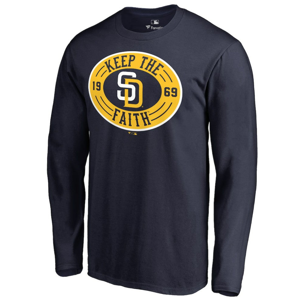 San Diego Padres Hometown Collection Keep the Faith Long Sleeve T-Shirt - Navy - MLB Discount