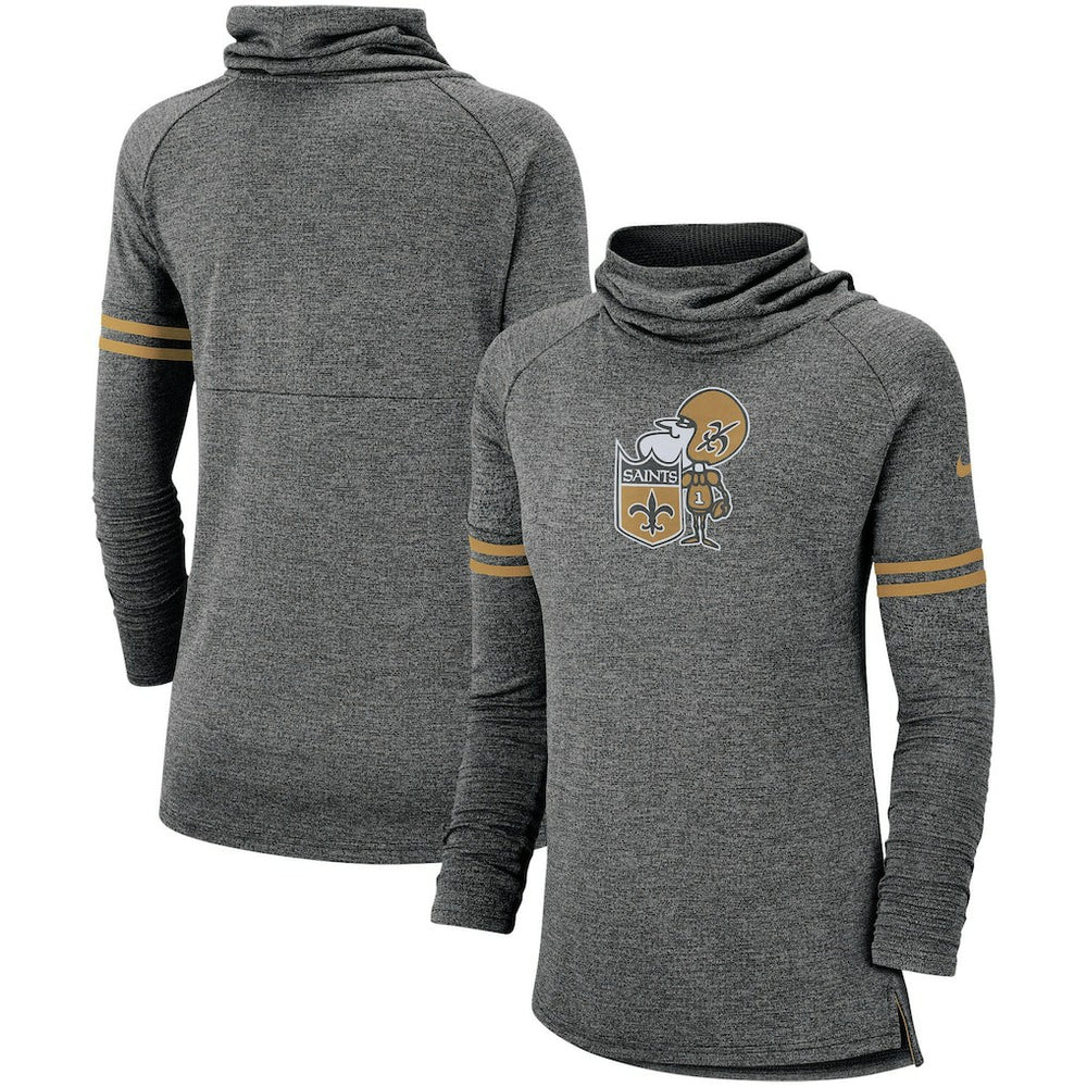 Nike New Orleans Saints Women's Historic Marks Long Sleeve Tri-Blend Funnel Sweatshirt Black