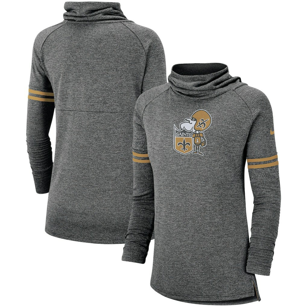 Nike New Orleans Saints Women's Historic Marks Long Sleeve Tri-Blend Funnel Sweatshirt Black