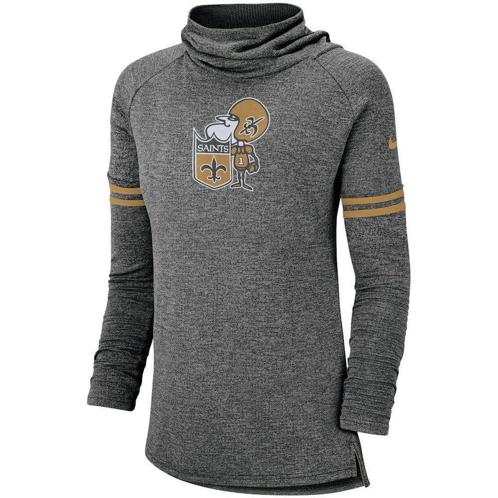 Nike New Orleans Saints Women's Historic Marks Long Sleeve Tri-Blend Funnel Sweatshirt Black