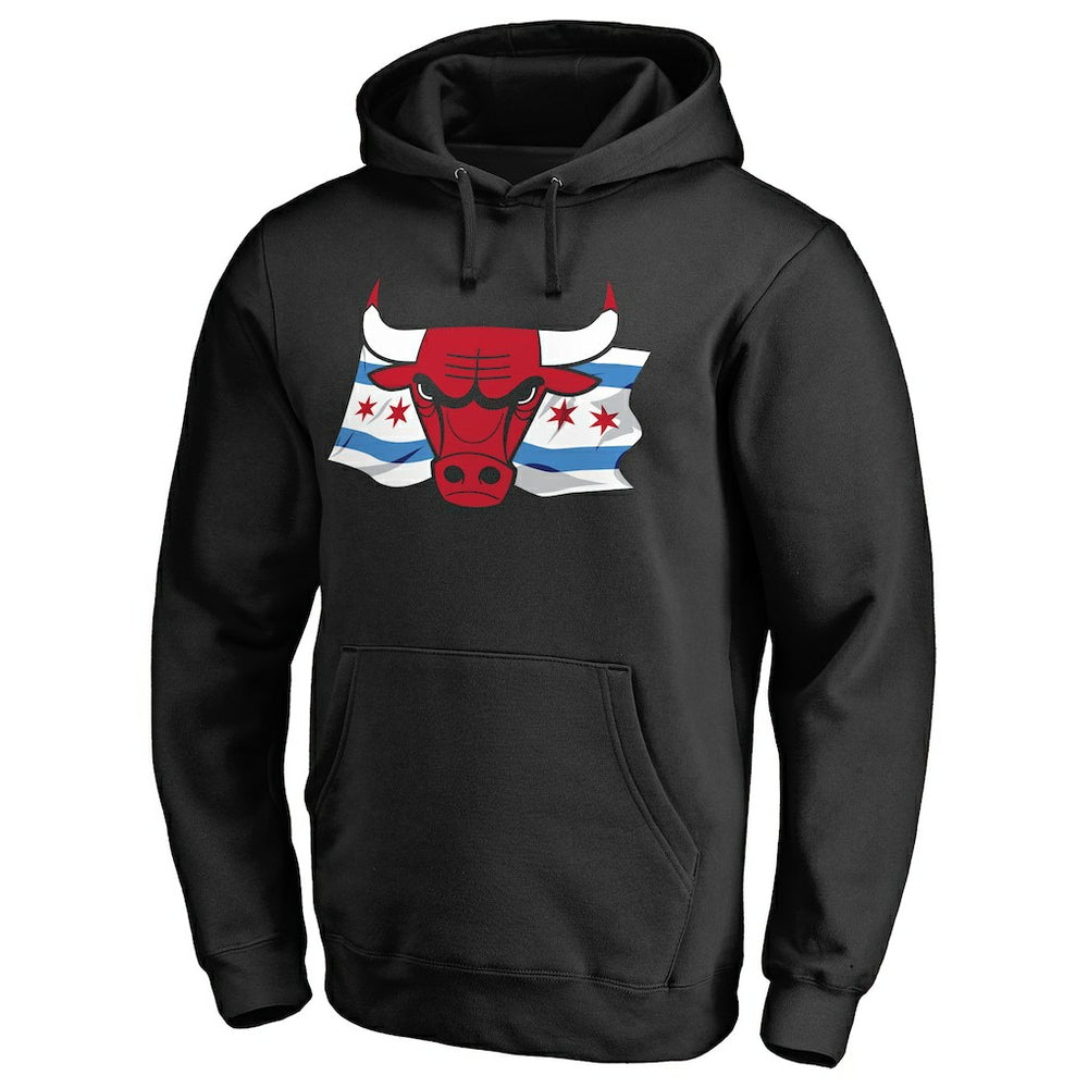 Chicago Bulls Hometown Collection Chicago Flag Pullover Hoodie Black