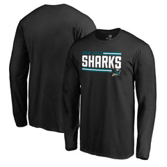 San Jose Sharks Iconic Collection On Side Stripe Long Sleeve T-Shirt - Black - NHL 2999679