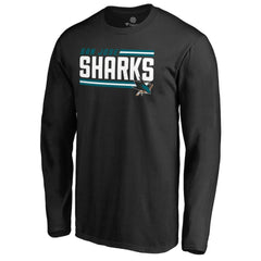San Jose Sharks Iconic Collection On Side Stripe Long Sleeve T-Shirt - Black - NHL 2999679