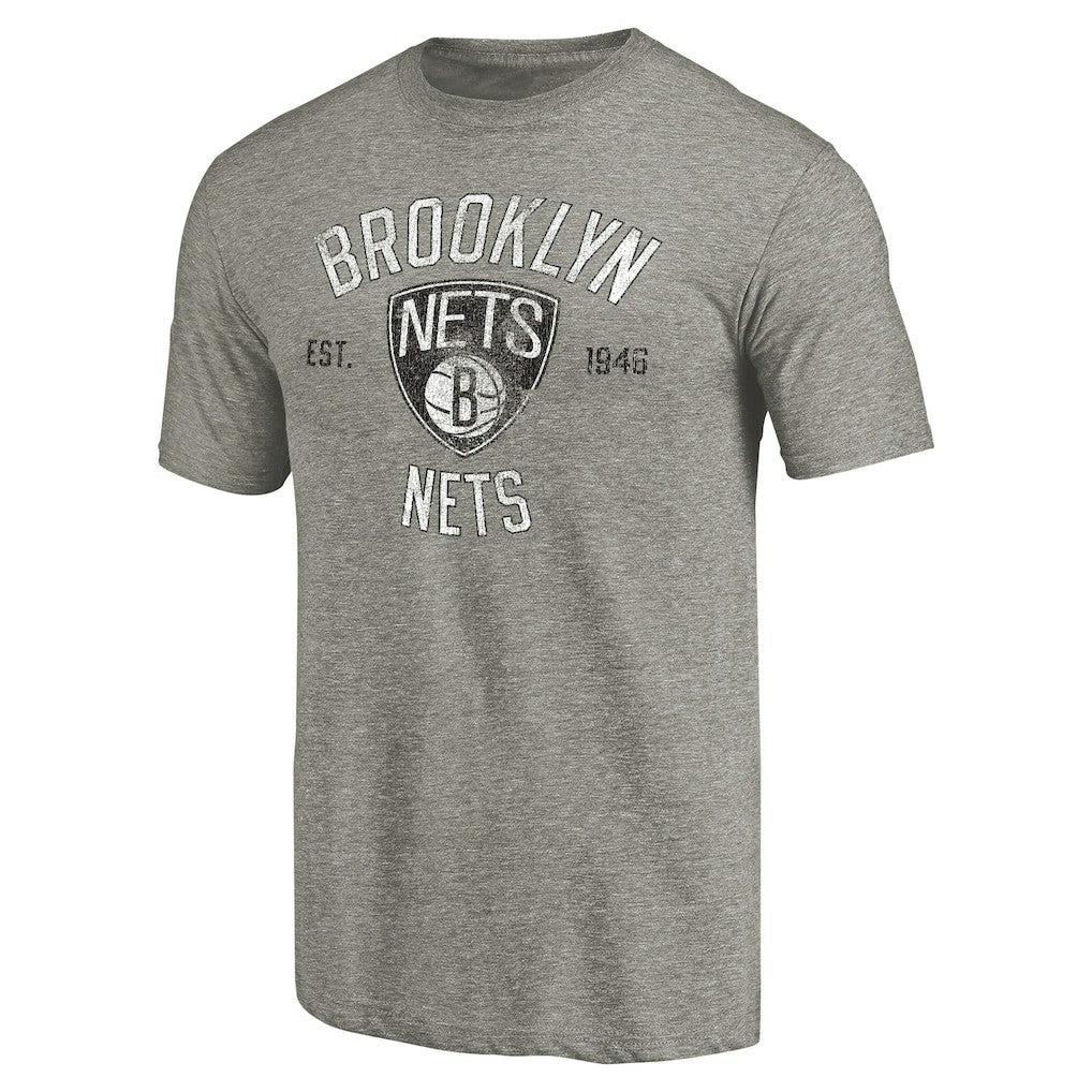 Brooklyn Nets Team Heritage Tri-Blend T-Shirt Gray