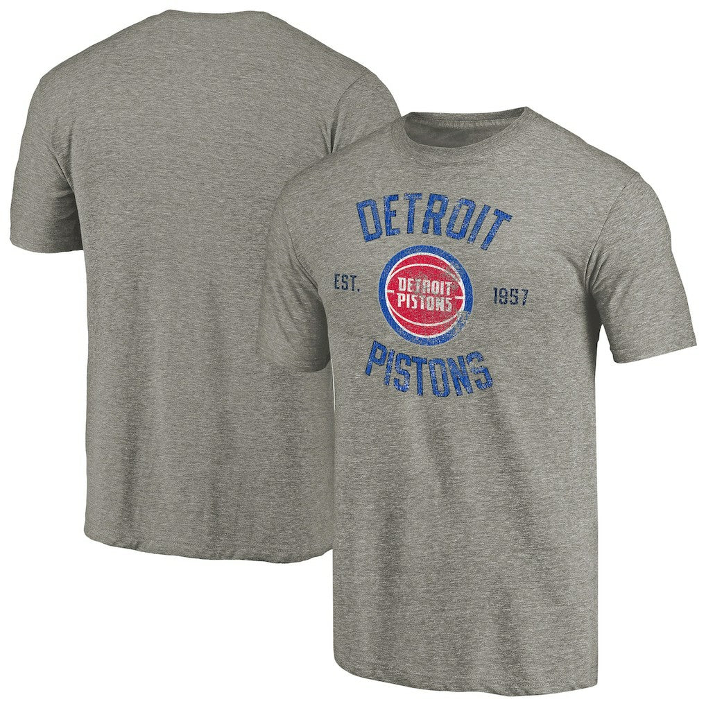 Detroit Pistons Team Heritage Tri-Blend T-Shirt Gray
