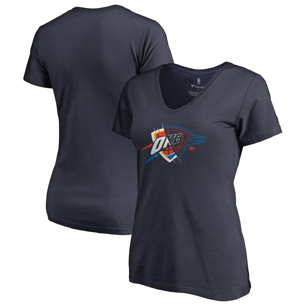 Oklahoma City Thunder Women's X-Ray Slim Fit V-Neck T-Shirt Navy