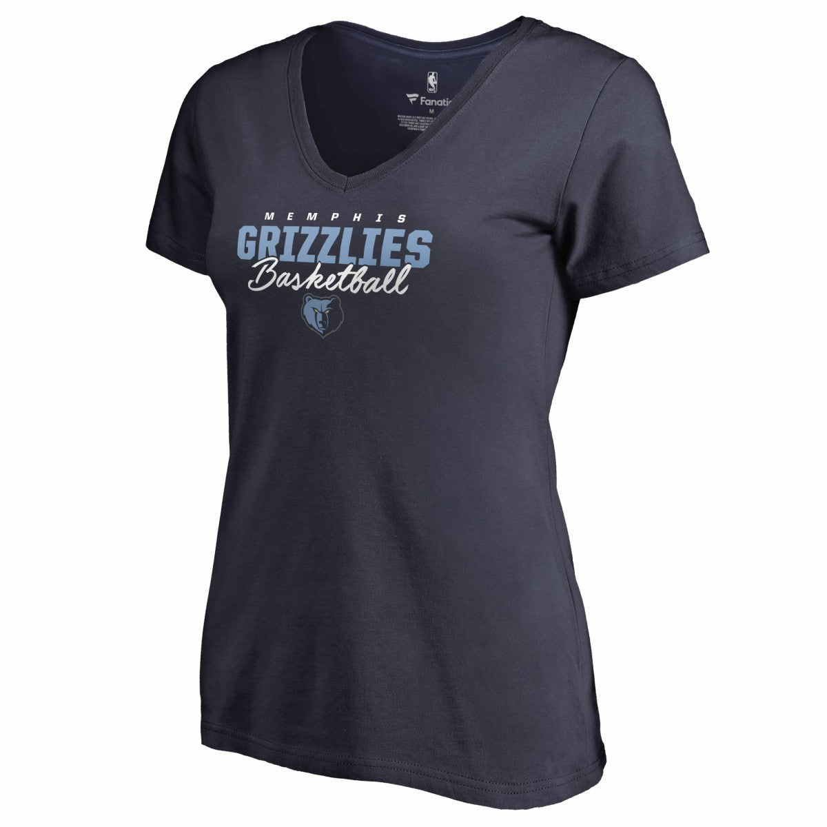 Memphis Grizzlies Women's Script Assist V-Neck T-Shirt Navy