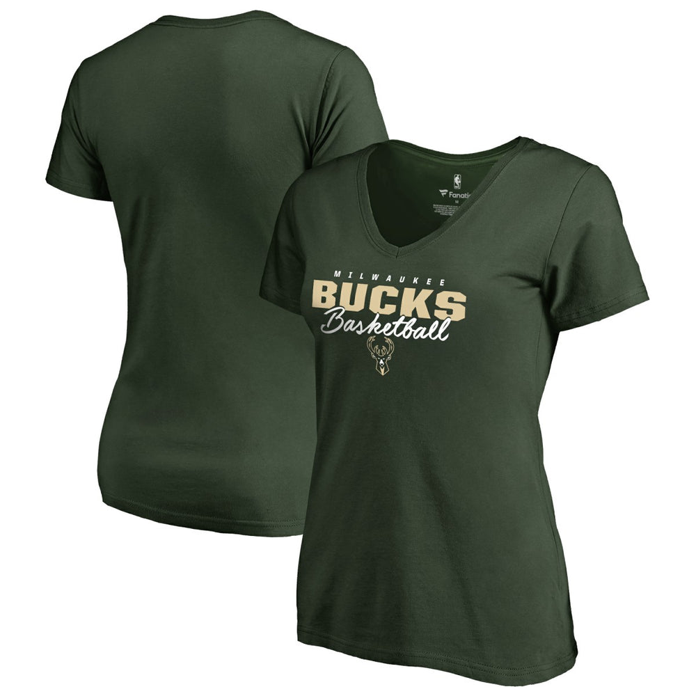 Milwaukee Bucks Women's Script Assist T-Shirt Hunter Green