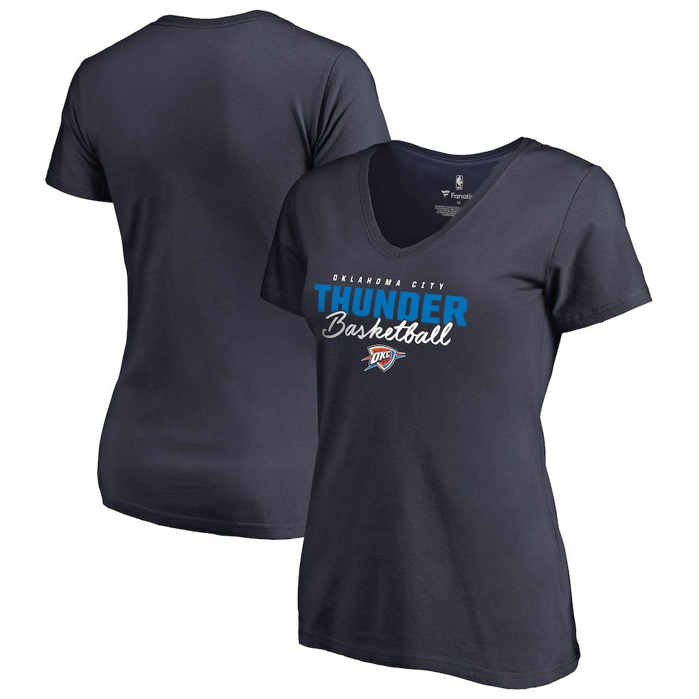 Oklahoma City Thunder Women's Script Assist V-Neck T-Shirt Navy