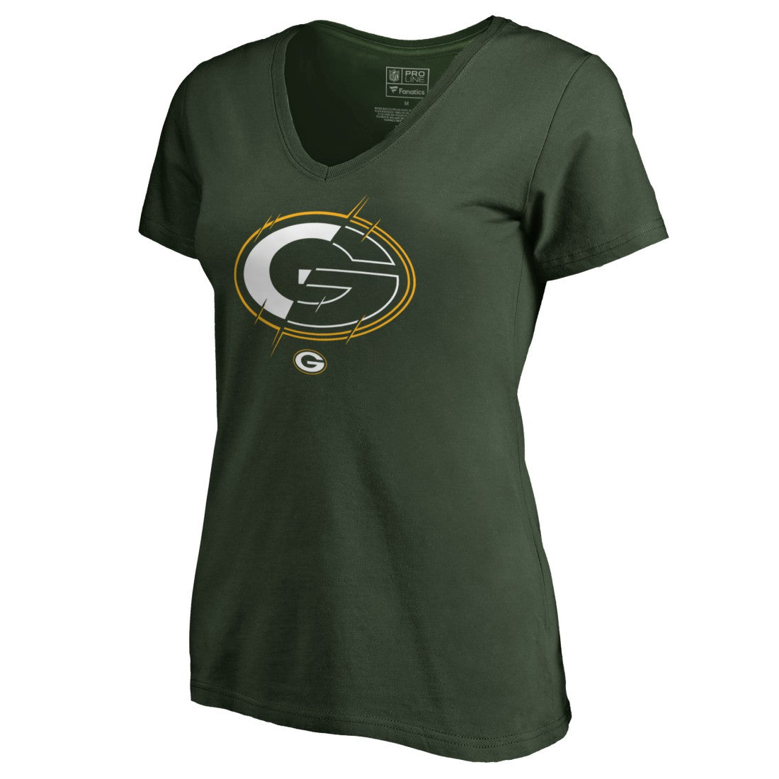 Green Bay Packers Women's X-Ray Slim Fit V-Neck T-Shirt Green