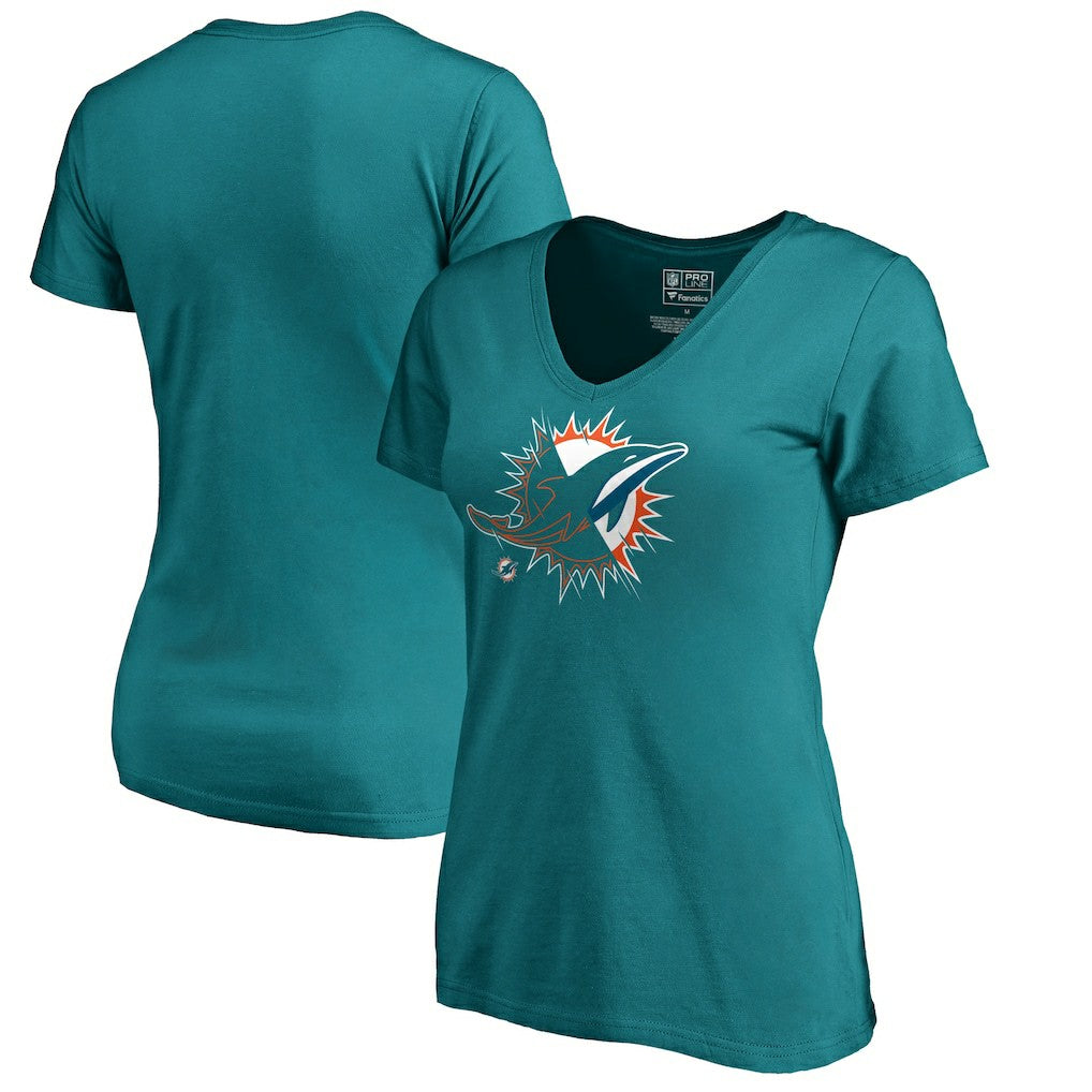 Miami Dolphins Women's X-Ray Slim Fit V-Neck T-Shirt Aqua